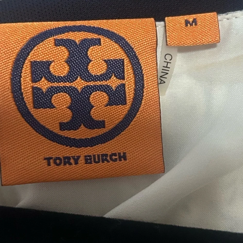 Tory Burch Signature Print Leaf Sleeveless Shift Dress Size M office preppy chic